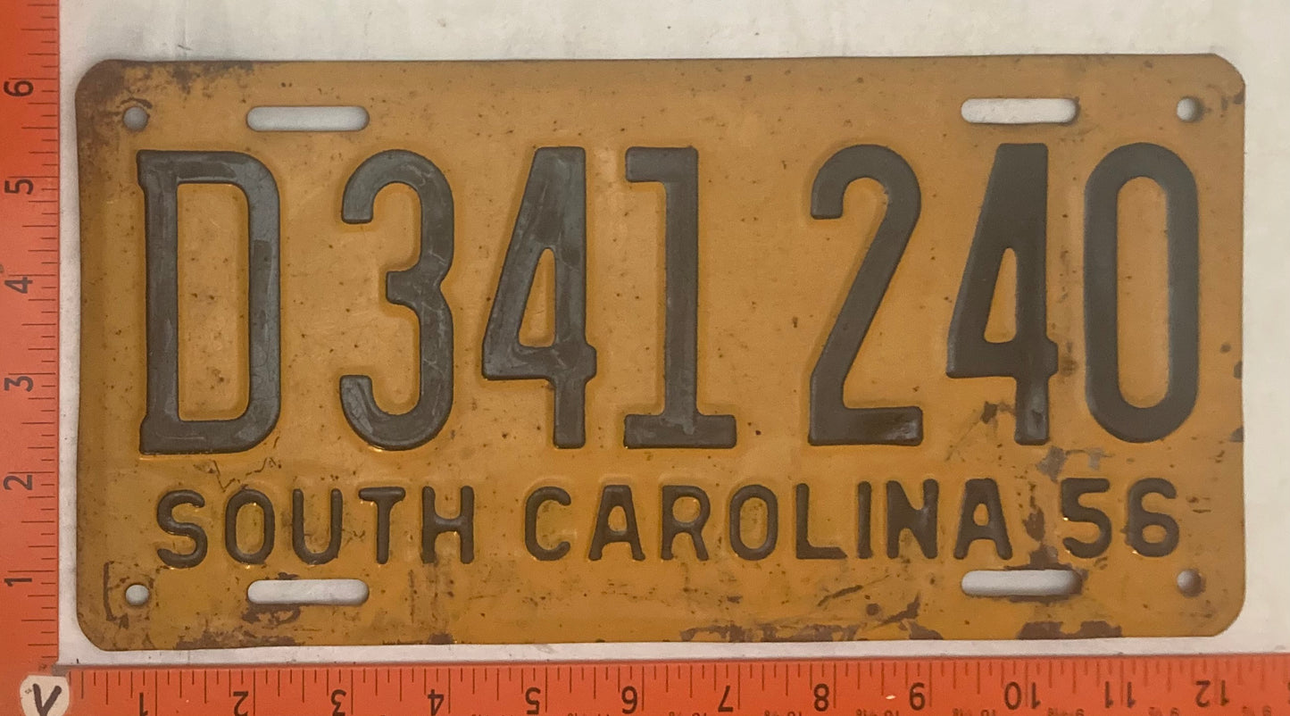 1956 South Carolina #D341240 Passenger License Plate