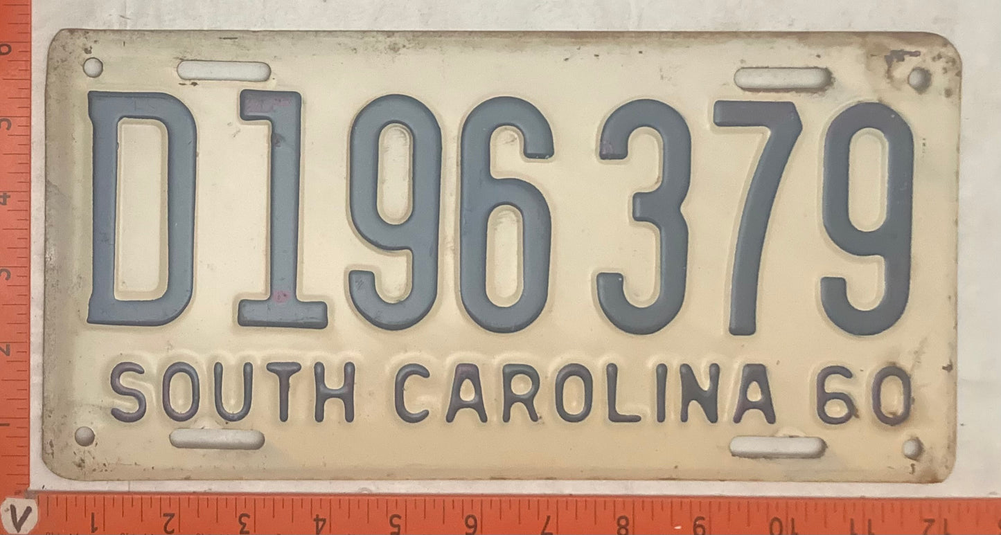 1960 South Carolina #D196379 Passenger License Plate