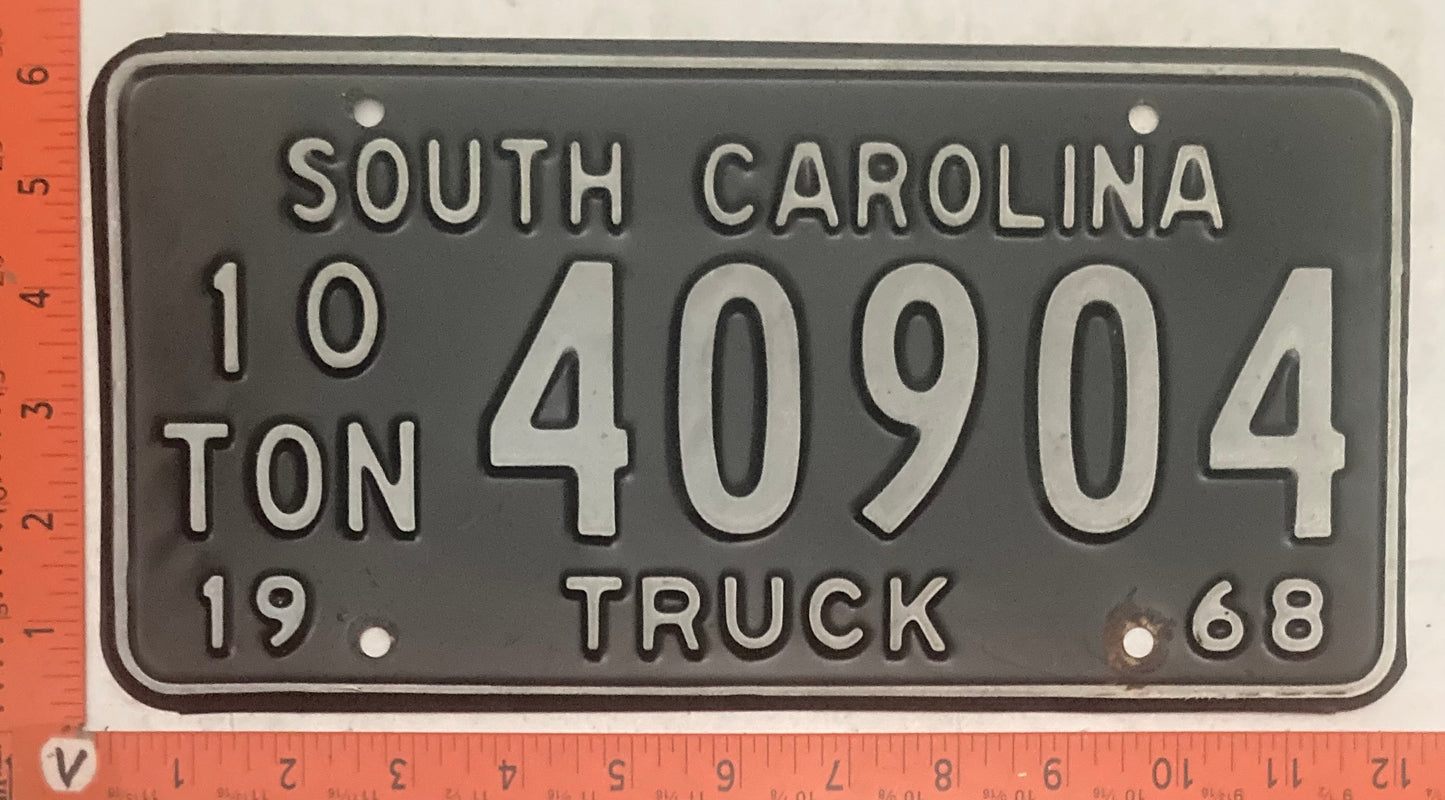 1968 South Carolina #40904 Truck License Plate (10 TON)