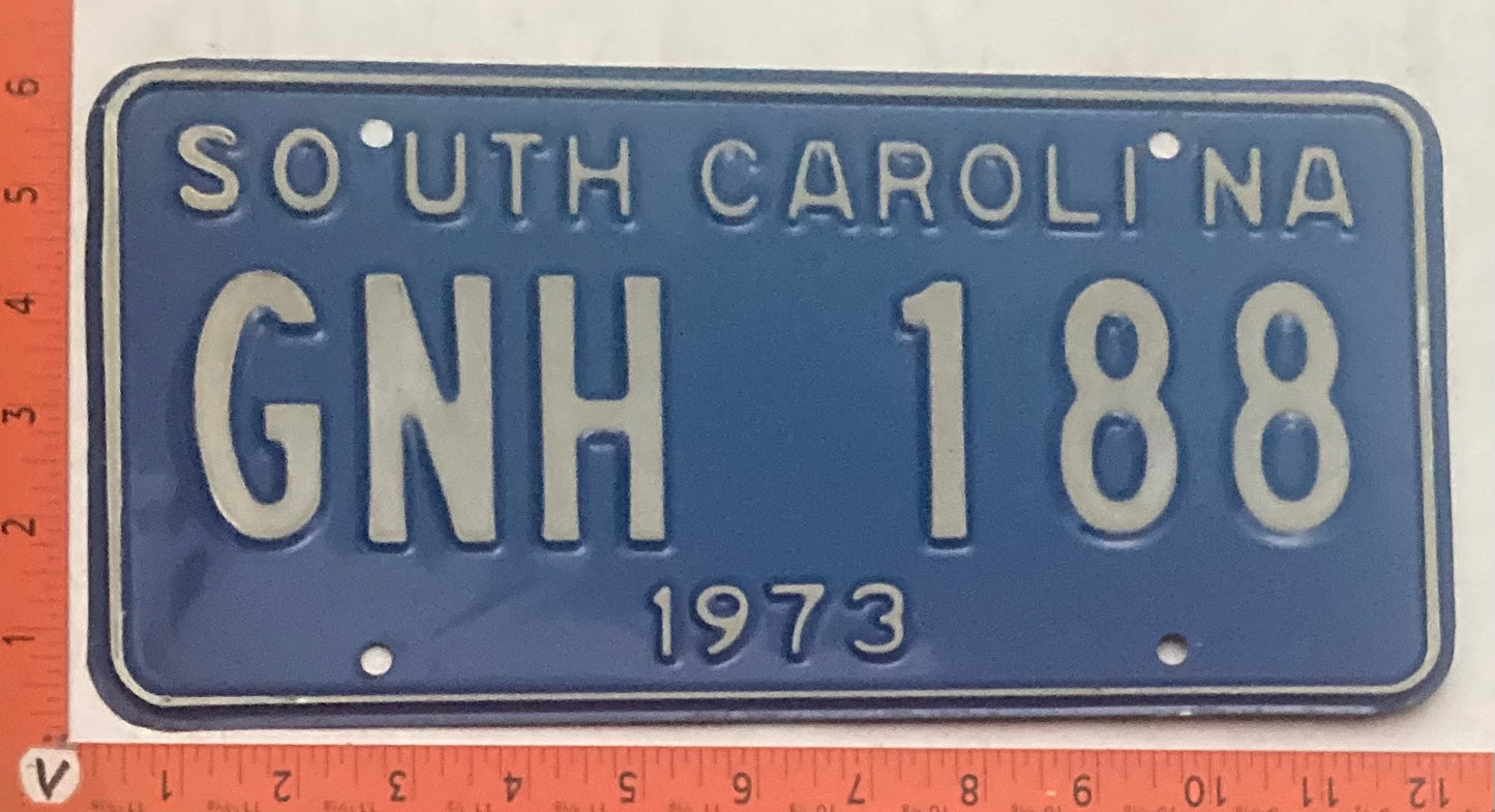 1973 South Carolina #GNH 188 Passenger License Plate