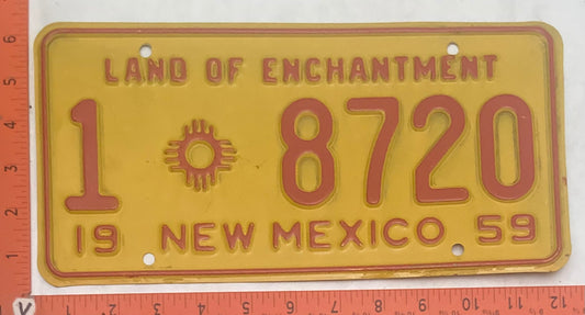 1959 New Mexico #1 8720 Truck License Plate