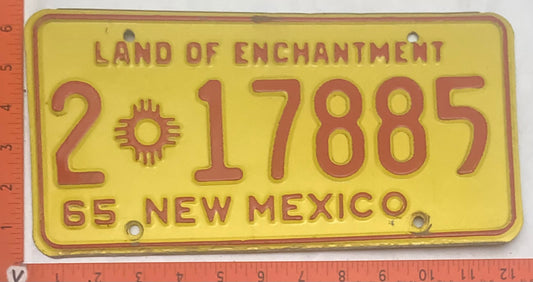 1965 New Mexico #2 17885 Passenger License Plate