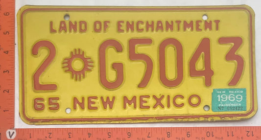 1969 New Mexico #2 G5043 Passenger License Plate