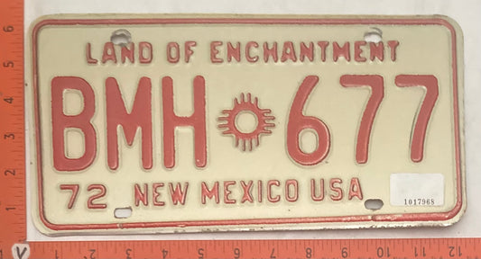 1976 New Mexico #BMH 677 Passenger License Plate