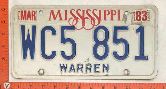 1983 Mississippi #WC5 851 Private Truck License Plate