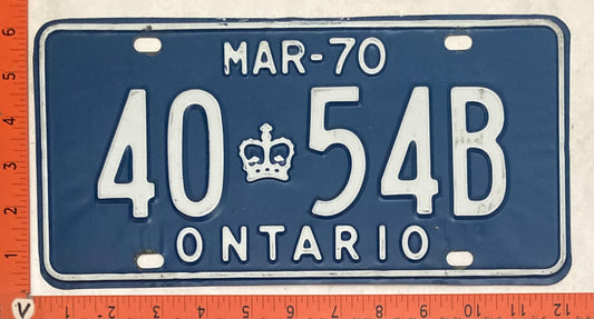 1970 Ontario #40 54B Truck License Plate