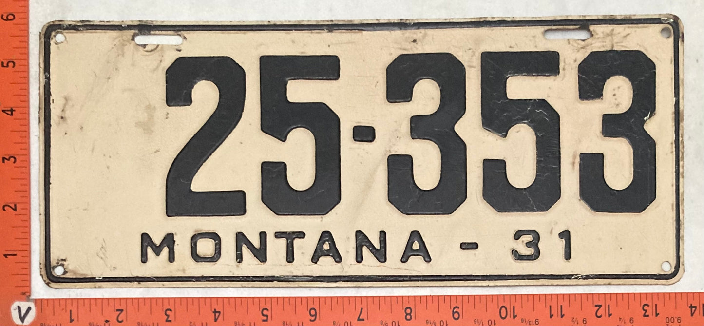 1931 Montana #25-353 Passenger License Plate