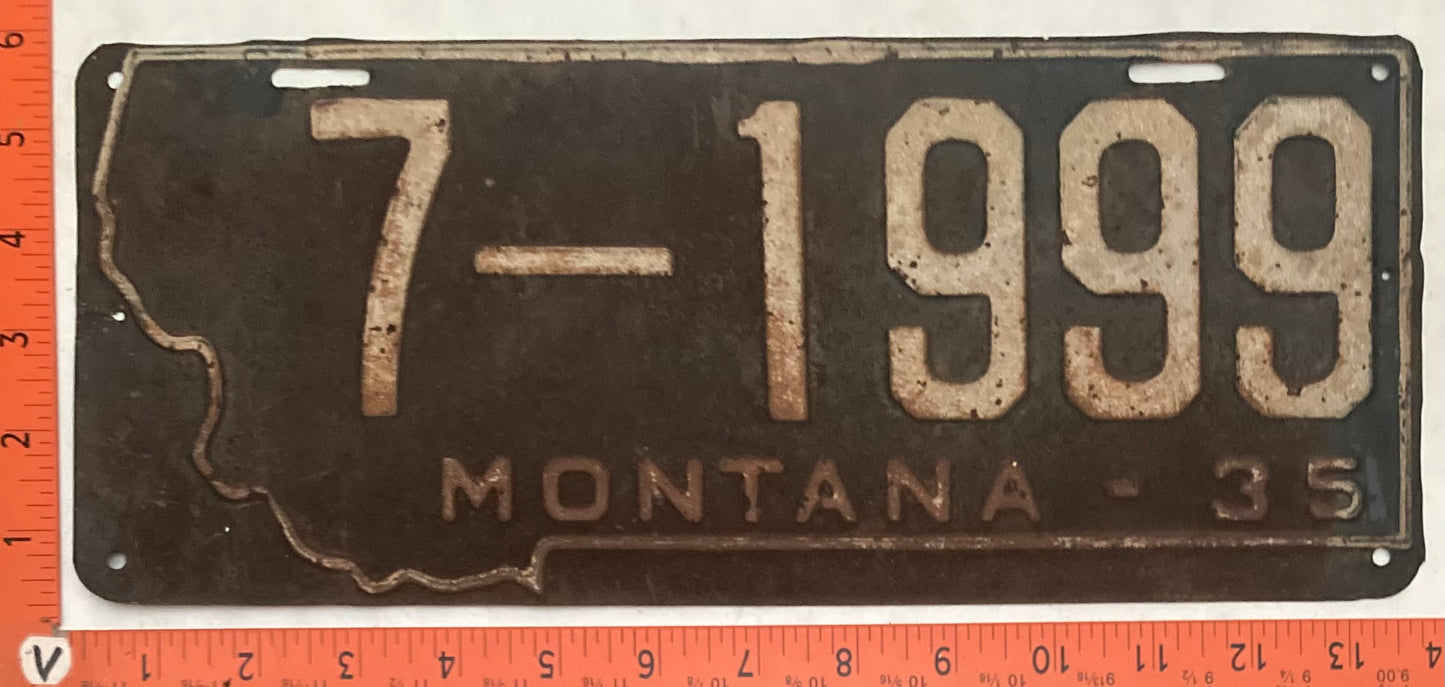 1935 Montana #7-1999 Passenger License Plate