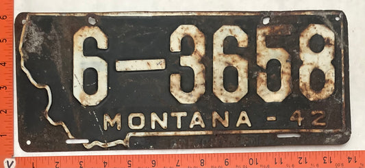 1942 Montana #6-3658 Passenger License Plate
