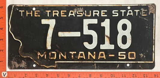 1950 Montana #7-518 Passenger License Plate