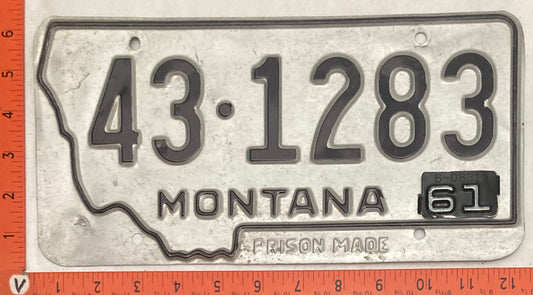 1961 Montana #43-1283 Passenger License Plate