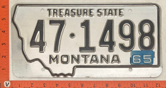 1965 Montana #47-1498 Passenger License Plate