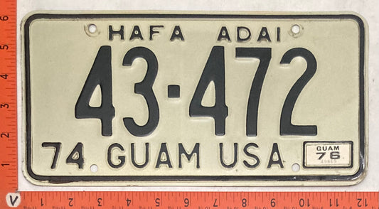 1976 Guam #43-472 Passenger License Plate