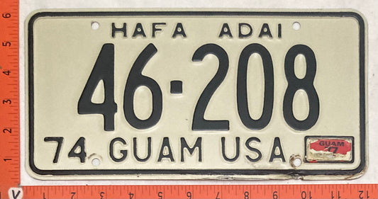 1977 Guam #46-208 Passenger License Plate