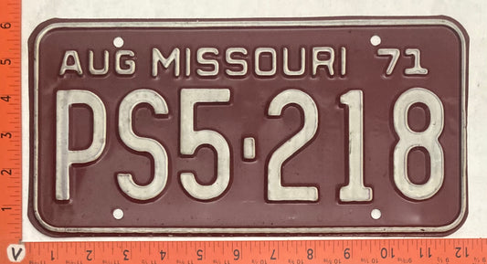 1971 Missouri #PS5-218 Passenger License Plate
