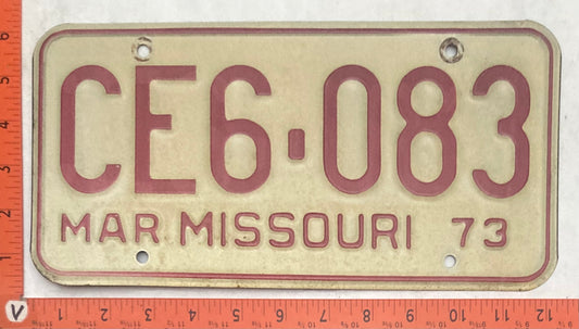 1973 Missouri #CE6-083 Passenger License Plate