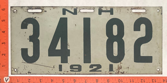 1921 New Hampshire #34182 Passenger License Plate