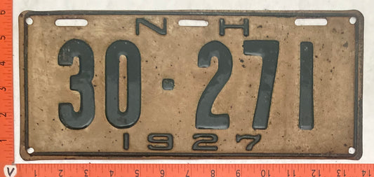 1927 New Hampshire #30-271 Passenger License Plate