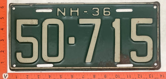 1936 New Hampshire #50-715 Passenger License Plate
