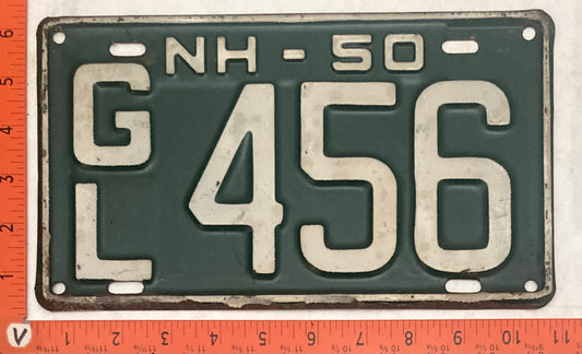 1950 New Hampshire #G/L 456 Passenger License Plate