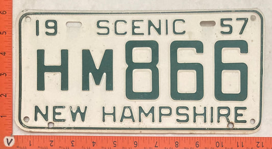 1957 New Hampshire #H/M 866 Passenger License Plate