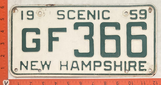 1959 New Hampshire #GF 366 Passenger License Plate