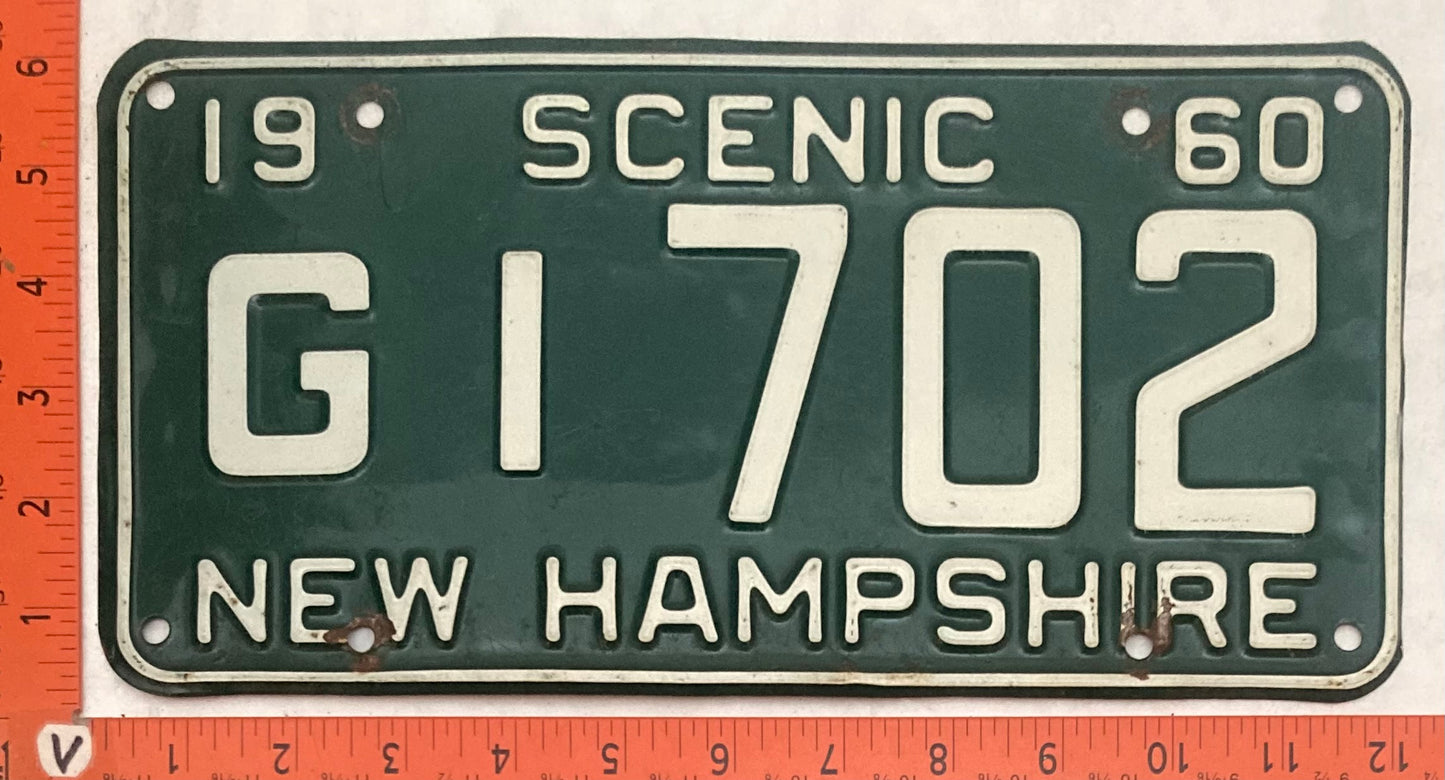 1960 New Hampshire #GI 702 Passenger License Plate