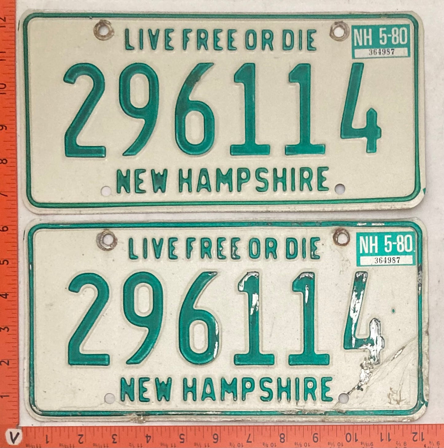 1980 New Hampshire #296114 Passenger License Plate (Pair)