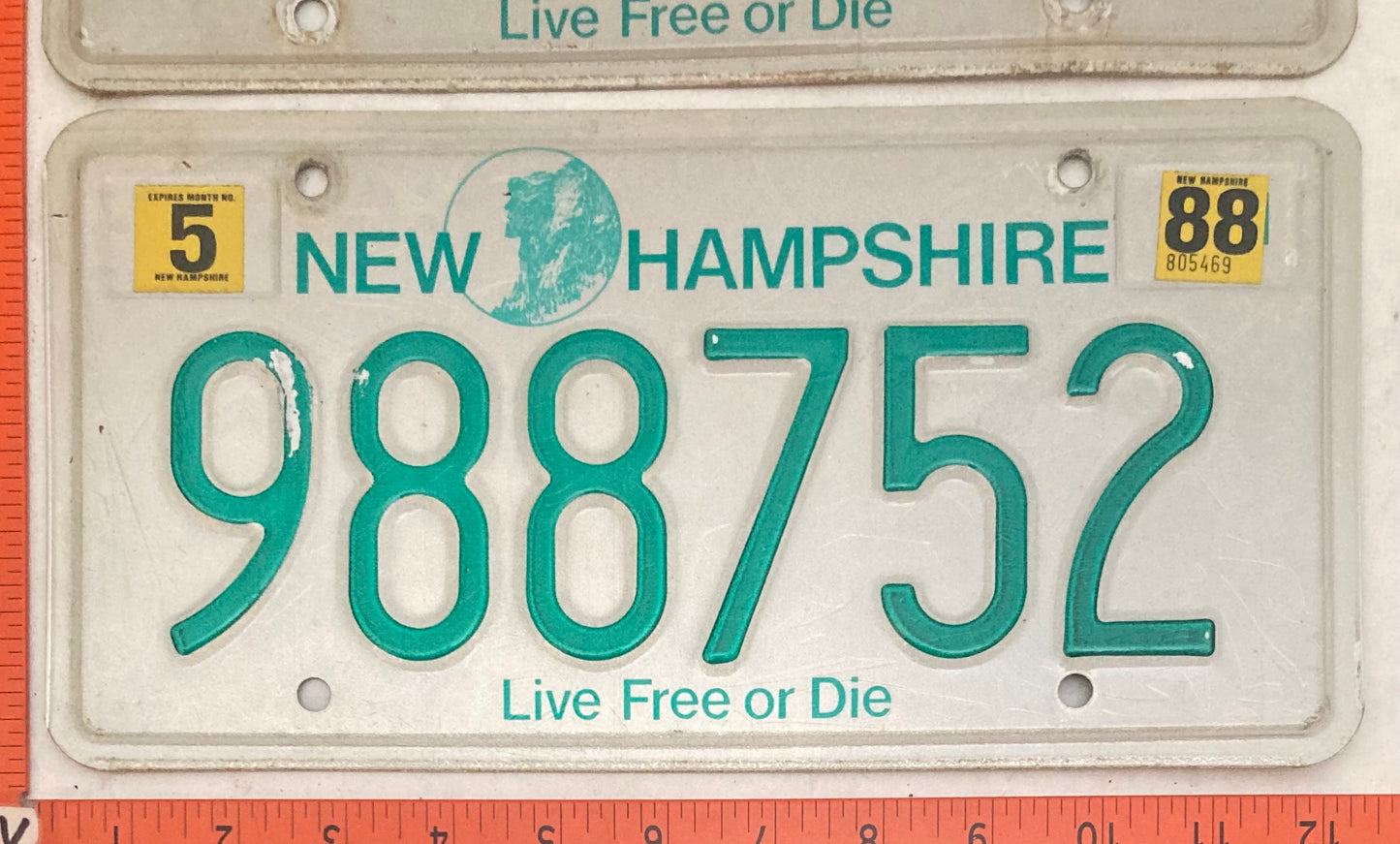 1988 New Hampshire #988752 Passenger License Plate (Pair)