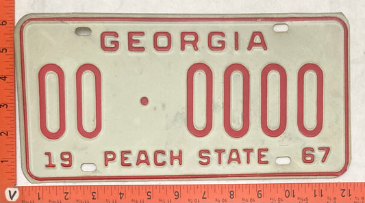1967 Georgia #00-0000 Passenger License Plate (Sample)