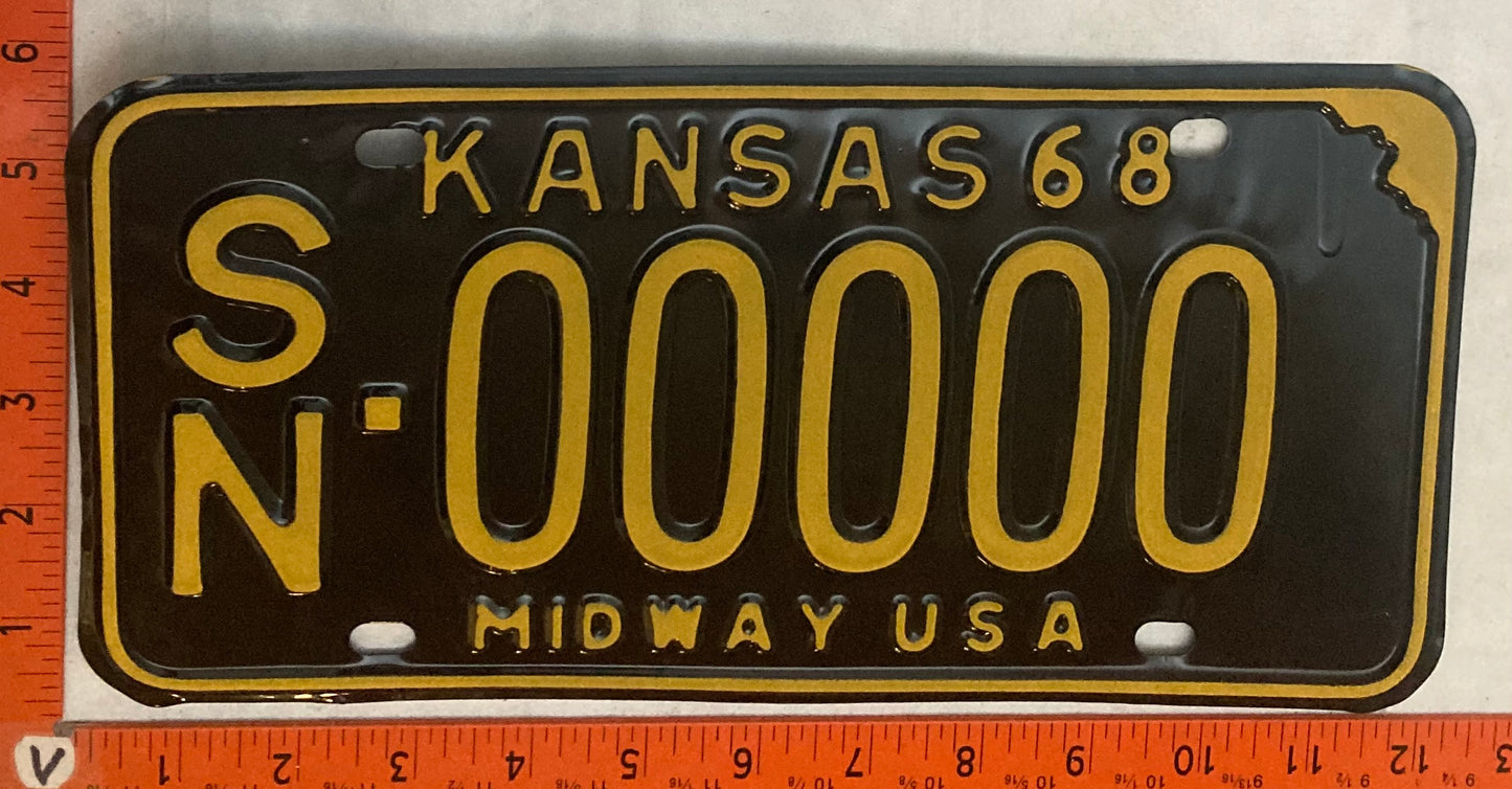 1968 Kansas #S/N-00000 Passenger License Plate (Sample)