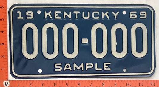 1969 Kentucky #000-000 Passenger License Plate (Sample)