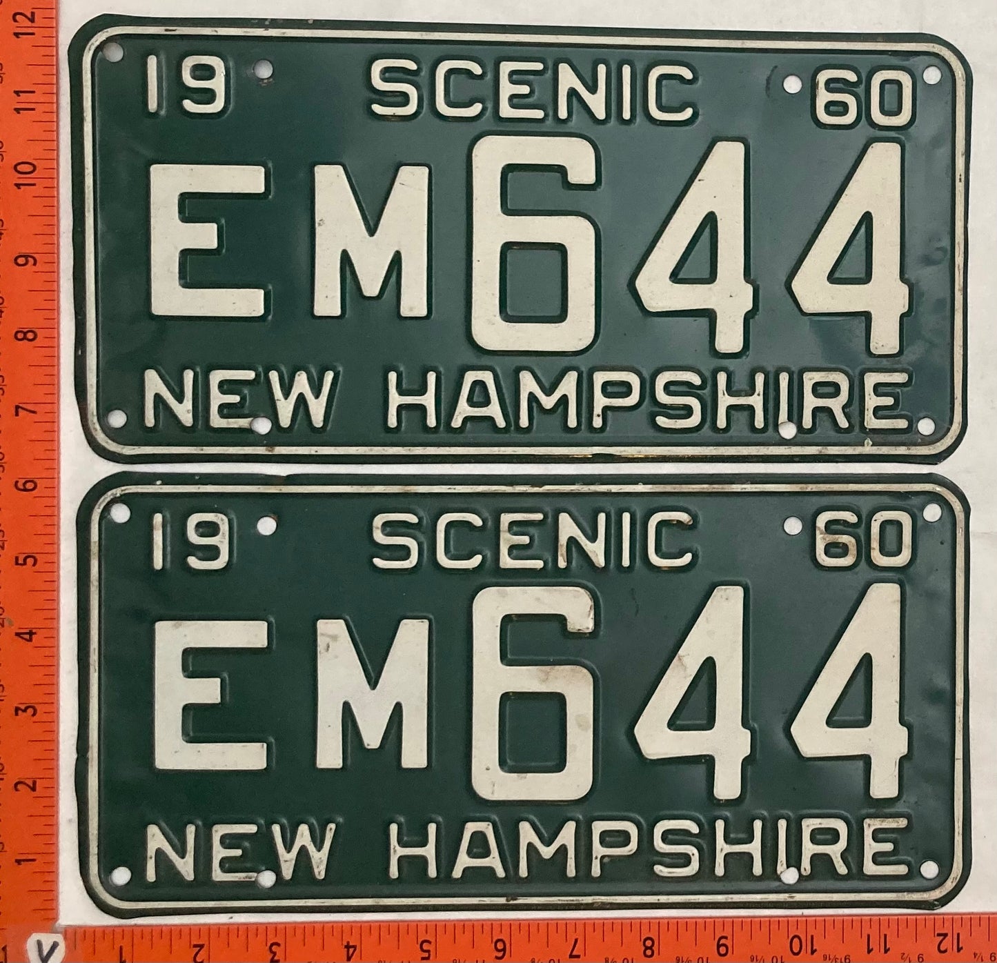 1960 New Hampshire #EM 644 Passenger License Plate (Pair)
