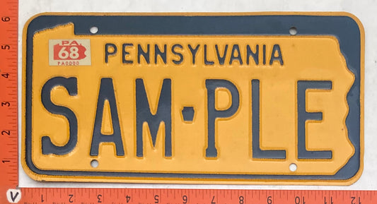 1968 Pennsylvania #SAM-PLE Passenger License Plate (Sample)