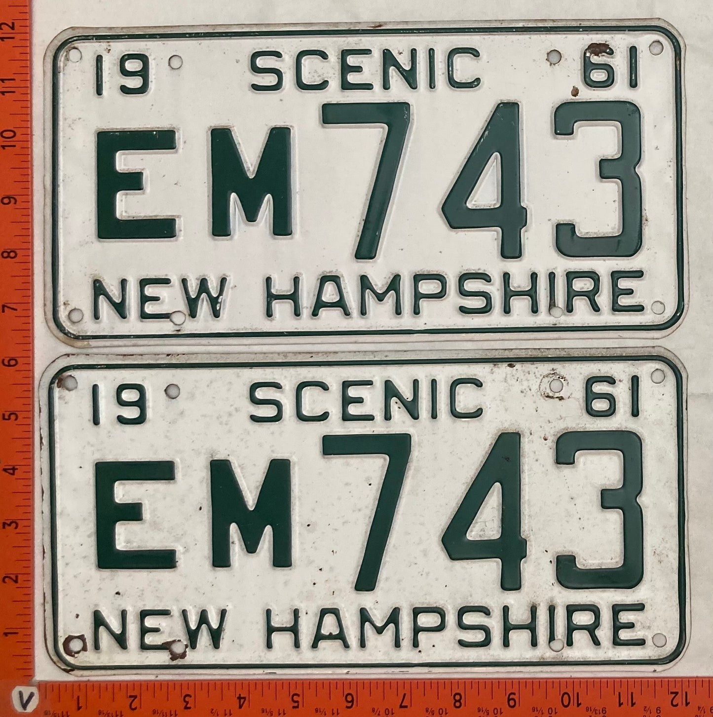 1961 New Hampshire #EM 743 Passenger License Plate (Pair)
