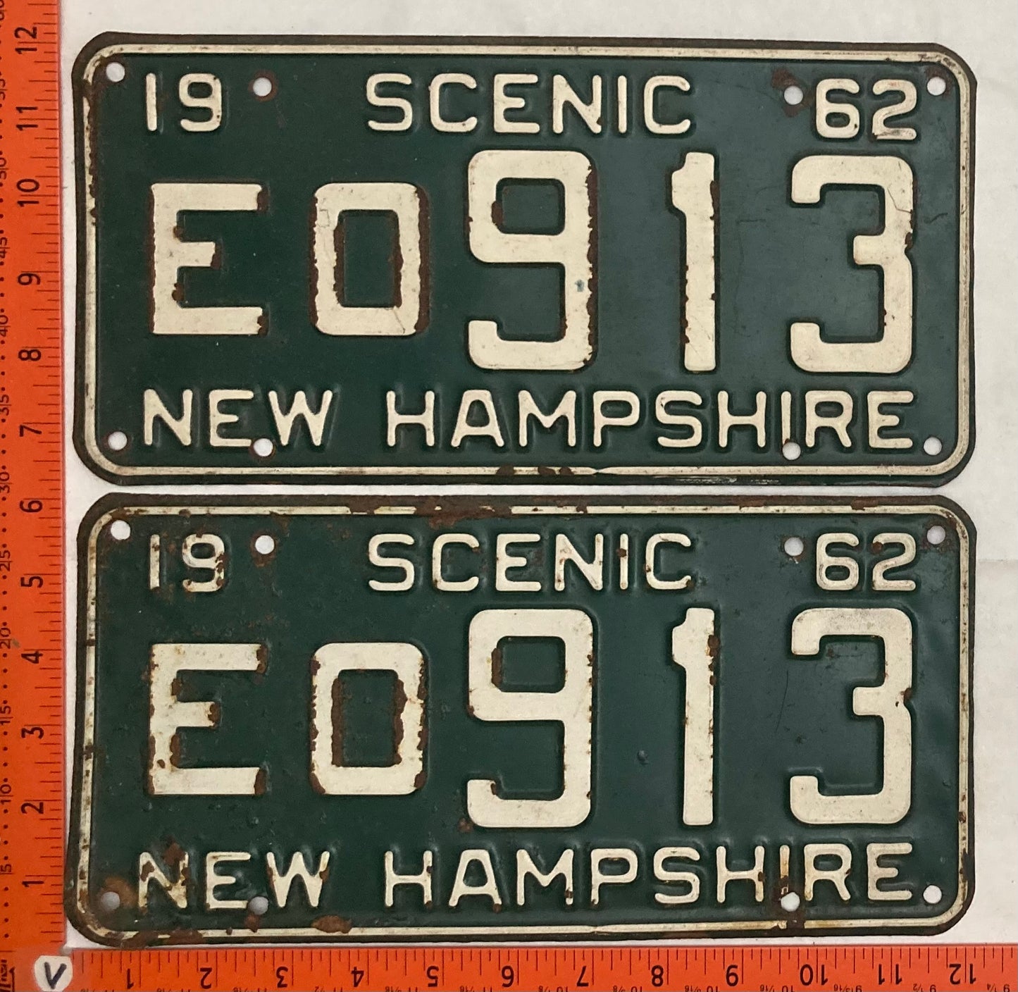 1962 New Hampshire #EO 913 Passenger License Plate (Pair)