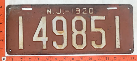 1920 New Jersey #149851 Passenger License Plate