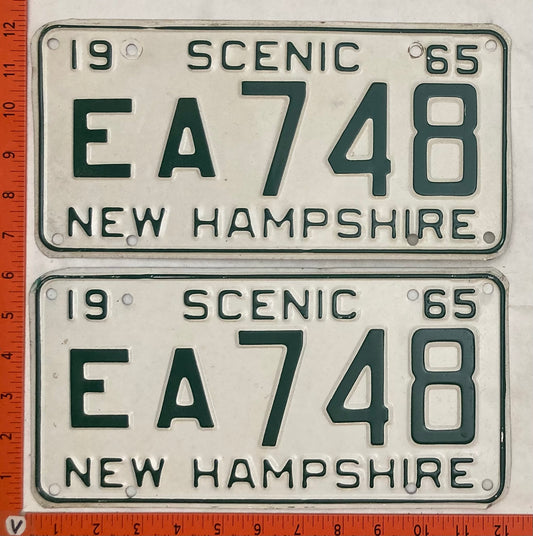 1965 New Hampshire #EA 748 Passenger License Plate (Pair)
