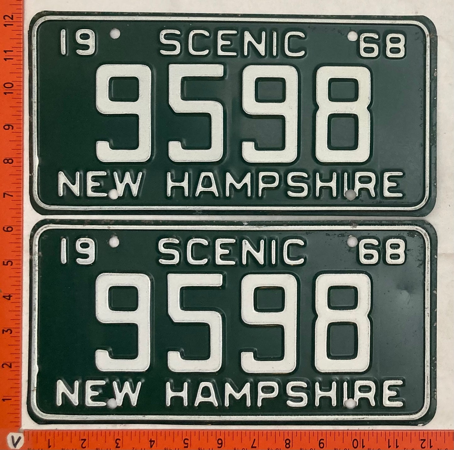 1968 New Hampshire #9598 Passenger License Plate (Pair)
