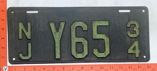 1934 New Jersey #Y65 Courtesy License Plate