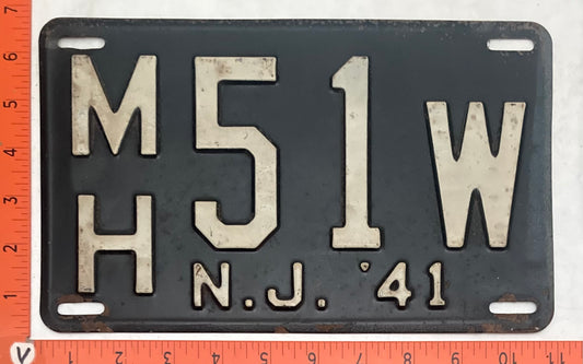 1941 New Jersey #M/H 51 W Passenger License Plate