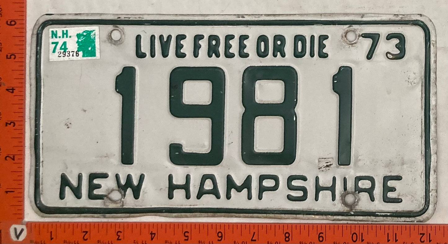 1974 New Hampshire #1981 Passenger License Plate