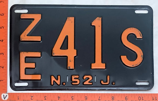 1952 New Jersey #Z/E 41 S Passenger License Plate