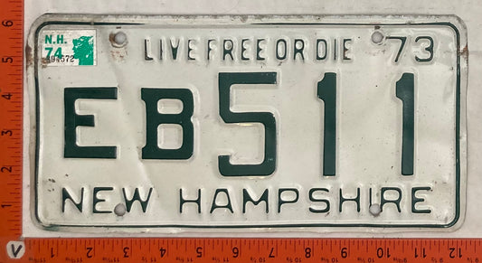 1974 New Hampshire #EB 511 Passenger License Plate