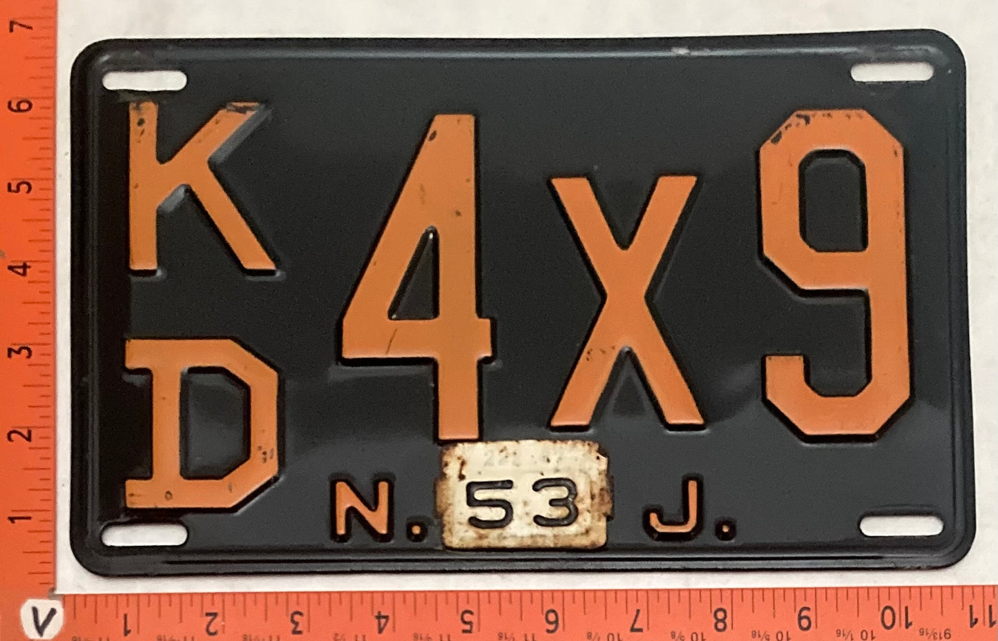 1953 New Jersey #K/D 4X9 Passenger License Plate