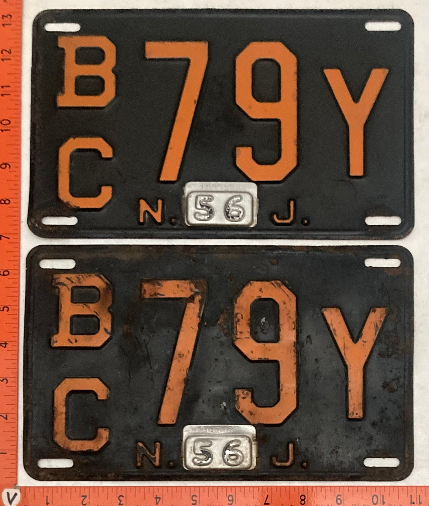 1956 New Jersey #B/C 79 Y Passenger License Plate (Pair)