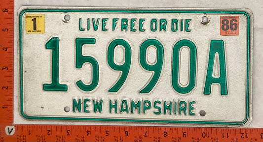 1986 New Hampshire #15990A Passenger License Plate