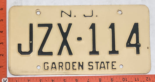 1965 New Jersey #JZX-114 Passenger License Plate