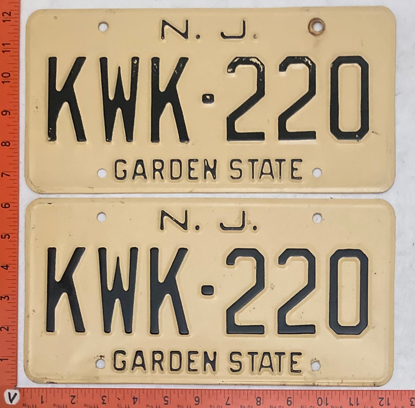 1966 New Jersey #KWK-220 Passenger License Plate (Pair)