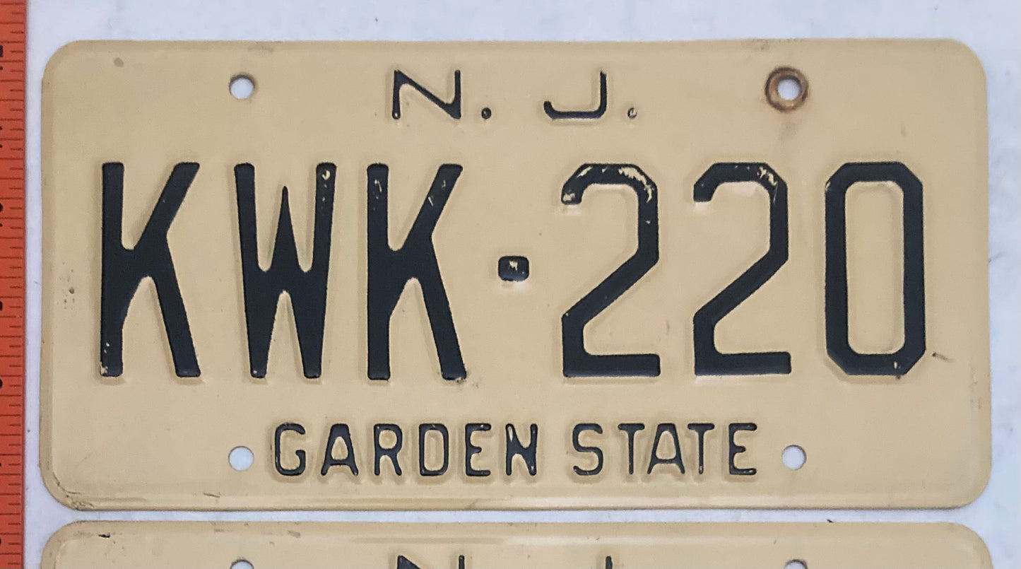 1966 New Jersey #KWK-220 Passenger License Plate (Pair)